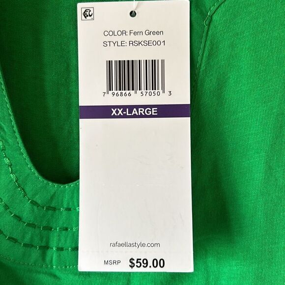 NEW Rafaella Short Sleeve Green V Neck Top - Picture 4 of 6